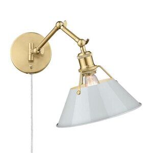 Golden Lighting Orwell 10 in. 1-Light Brushed Champagne Bronze and Dusky Blue